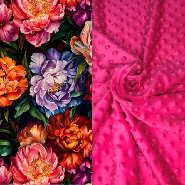 kocyki, kołderki, pościel dla dzieci WYJĄTKOWY koc _ narzuta _ kolorowe peonie _ 155x200 cm