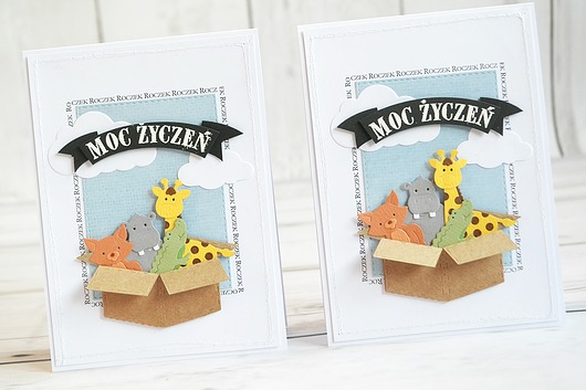 Kartka na roczek ze zwierzakmi artwithheart