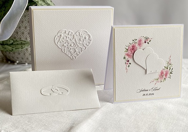 zaproszenia i kartki na ślub Kartka ślubna z pudełkiem i kopertą, WP 54
