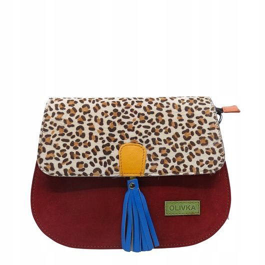 torby na ramię Torebka damska klasyczna na ramię skórzana zamszowa klapka wzór eko OLIVKA