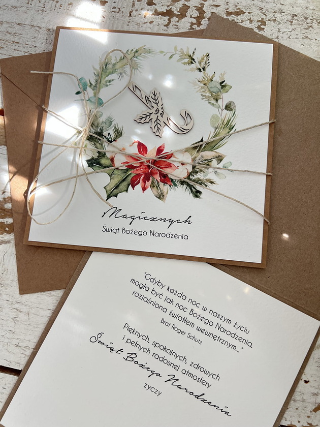 kartki świąteczne Wyjątkowa ręcznie robiona kartka świąteczna na Boże Narodzenie