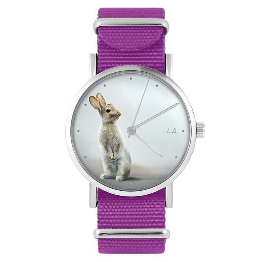 zegarki damskie Zegarek - Zając - amarant, nylonowy