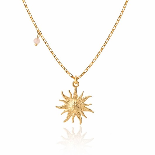 złote naszyjniki Naszyjnik srebrny pozłacany - Słońce