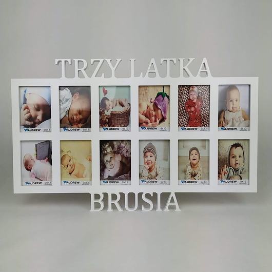 ramki na zdjęcia Multiramka ramka na zdjęcia z napisem  ile latek imię 12 zdjęć 9x13