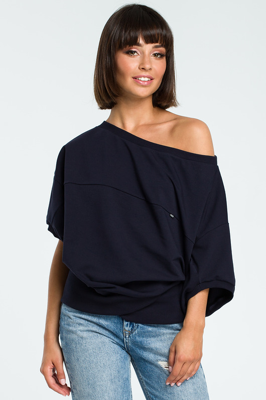 Bluza z kimonowymi rękawami - granatowa(B-079) Be