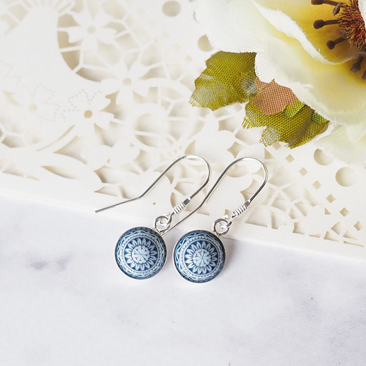 biżuteria dla dzieci DELIKATNE KOLCZYKI DLA DZIEWCZYNKI z mozaiką  - Blue Mosaic