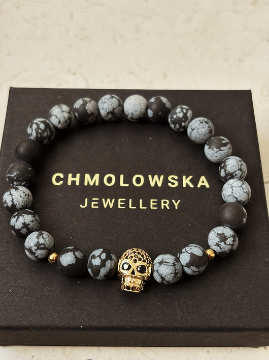 biżuteria męska Bransoletka męska Obsydian Czaszka