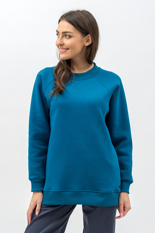 bluza bez kaptura damska Bluza basic ciepła ,,SEDA" petrol