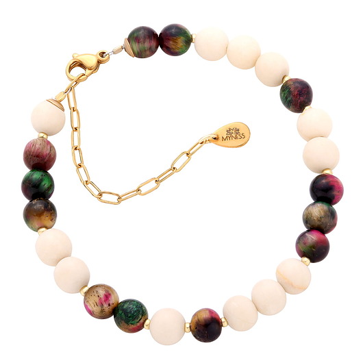 bransoletki z kamieni naturalnych Bransoletka z kamieni naturalnych - tygrysie oko, kamień rzeczny