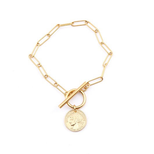 bransoletki z kamieni naturalnych Bransoletka z zapięciem Toggle i monetą