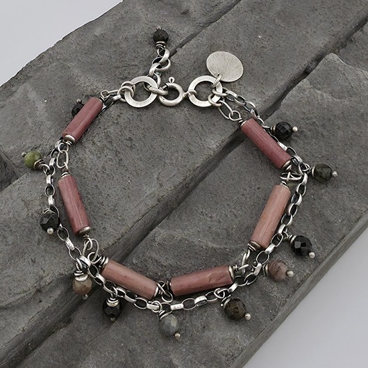 bransoletki z kamieni naturalnych Rodonit i turmalin - bransoletka