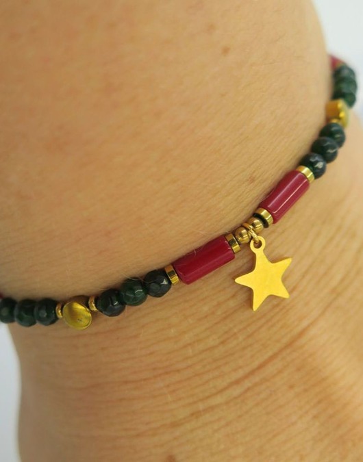 bransoletki na sznurku Zielono-czerwona Bransoletka & Gwiazdka NY CHRISTMAS VIBE