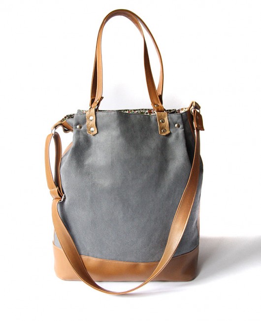 torba - grey&orange camel&flowers-   elfagado