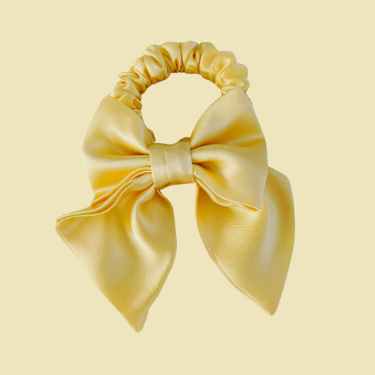 gumki do włosów Gumka jedwabna, scrunchie, frotka z kokardą cytrynowa aura