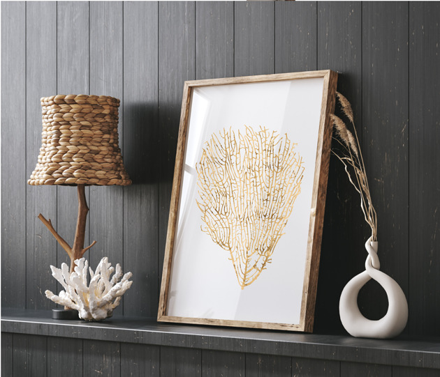 grafiki i ilustracje PLAKAT dekoracyjny ,koralowiec grafika, beżowy obraz