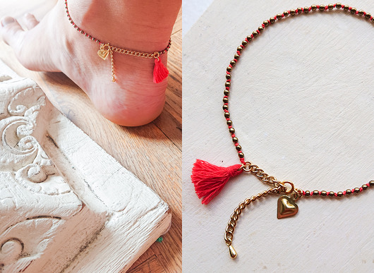 Frida * Bransoletka na NOGĘ na Jedwabiu chwost NOMAD ACCESSORIES