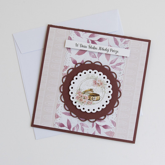 kartki scrapbooking Kwiatowa kartka ślubna