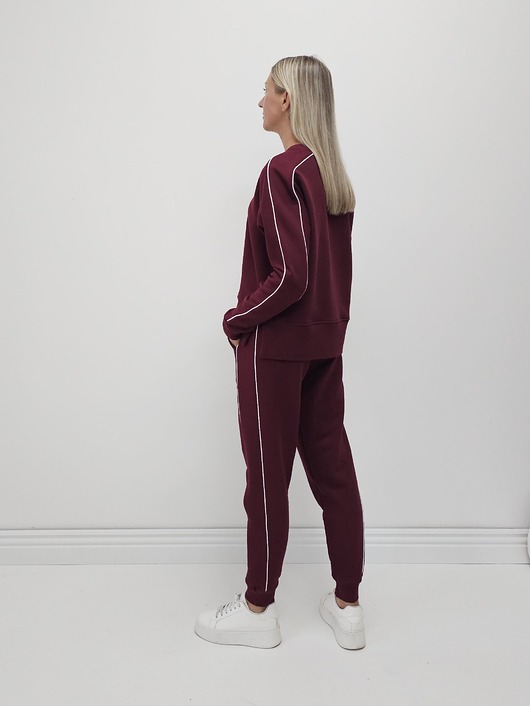 komplety damskie Sabela minimalistyczny komplet z lamówkami - Cherry