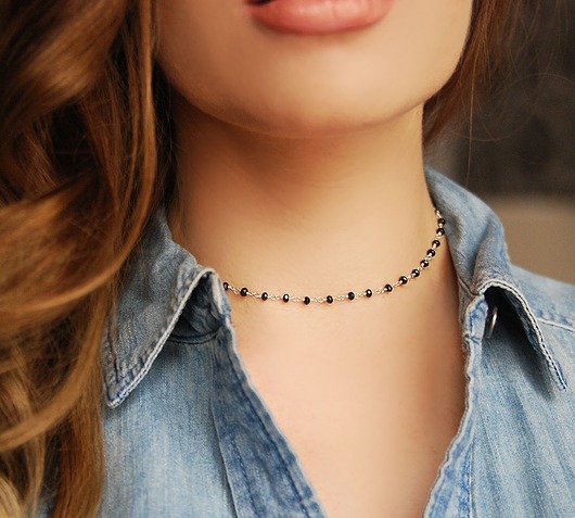  Choker / naszyjnik różaniec z onyksami - srebro Coccola JEWELLERY