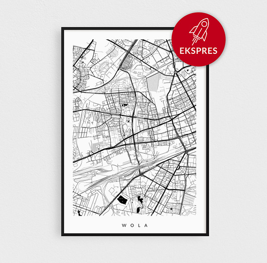 Plakat EKSPRES - Wola - mapa dzielnicy PLAKATY GEOMETRYCZNE
