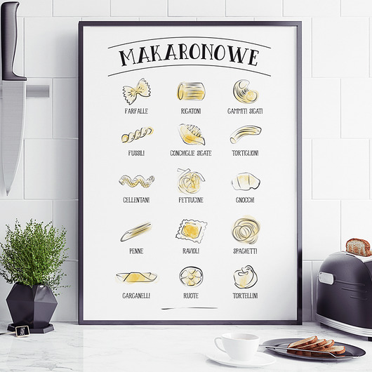PLAKAT DO KUCHNI MAKARONY P100 jasny Yoko Design