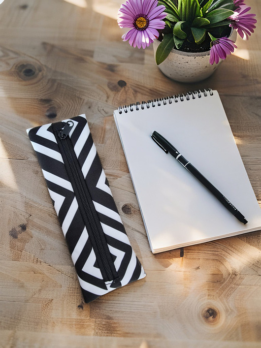 piórniki Czarno-biały piórnik etui organizer uniseks handmade OP05