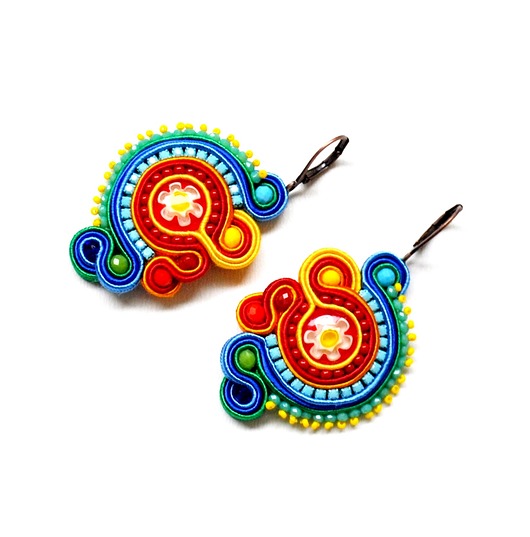 kolczyki soutache Sutaszowe kolczyki MILLEFIORI GREEN