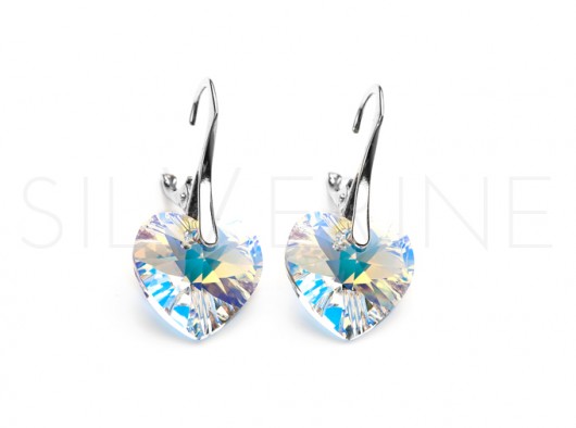  Kolczyki kryształ SWAROVSKI Hearts Crystal AB  silverine