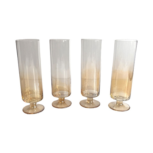 szklanki i kieliszki 4 kieliszki opalizujące do szampana Schott Zwiesel, Niemcy, lata 80.