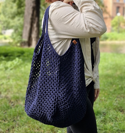 torby na zakupy Ekologiczna torba siatka ze sznurka, granatowa