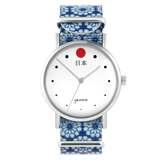 zegarki damskie Zegarek - Japonia - niebieski, kwiaty