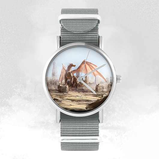 zegarki unisex Zegarek - Smok - szary, nylonowy