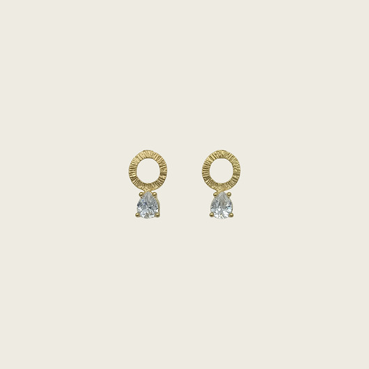 Złote kolczyki kółka z cyrkonią- Gloria KOS jewellery
