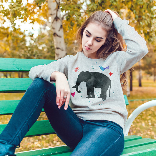 Słoń akwarele Bluza Uni Raglan ONE MUG A DAY