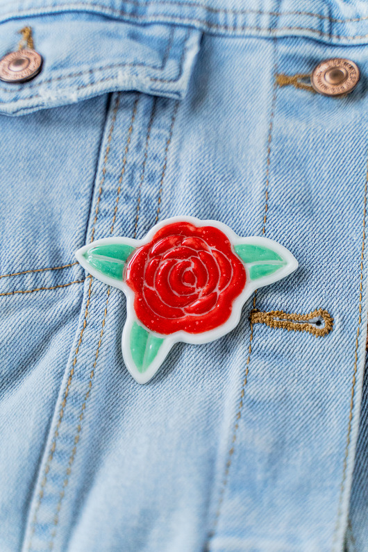 broszki Porcelanowa broszka RÓŻA