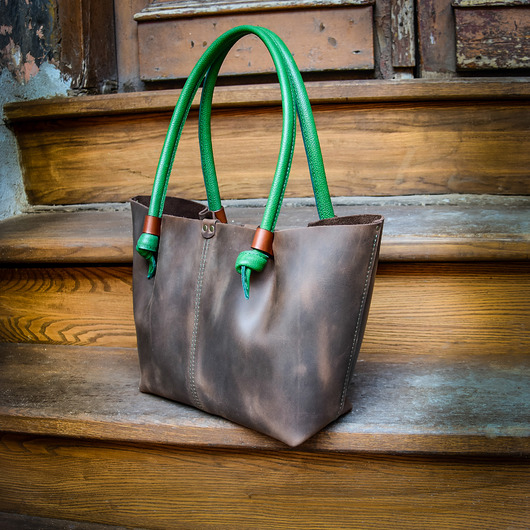 torby na ramię Brązowy shopper od LadyBuQ Art  Piękna skórzana torba na ramię