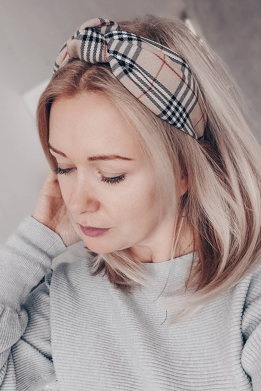 opaski do włosów BERY ME opaska z kratką Burberry i węzłem
