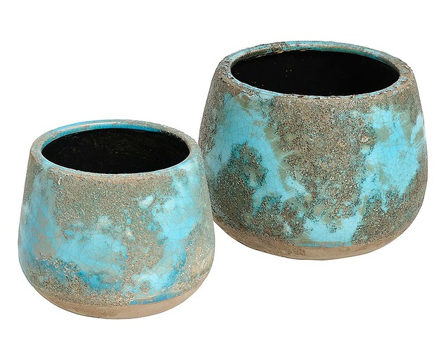 Doniczka, donica, osłonka Azzurro Old, 15x15 cm Home Design