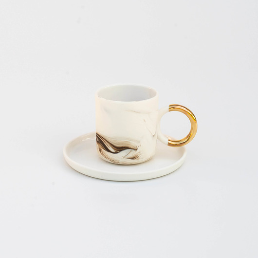 filiżanki Filiżanka do Espresso z talerzykiem/ natural/ złoto