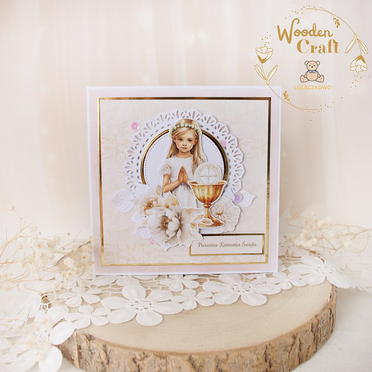 kartki na komunię Delikatna kartka komunijna do koperty, pamiątka "Communion2"GOTOWA