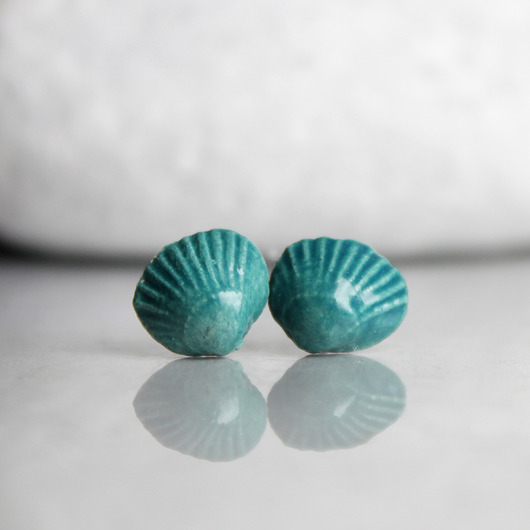 kolczyki ceramiczne Shell/stal chirurgiczna/