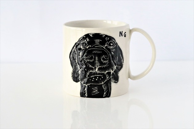 Kubek wyżeł weimarski (2). NG Autorska bizuteria ceramiczna