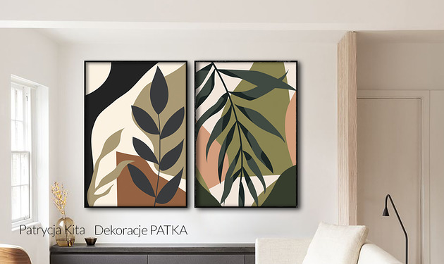 Abstrakcja Roślinna - KOMPLET GRAFIK - 2 SZTUKI Dekoracje PATKA Patrycja Kita