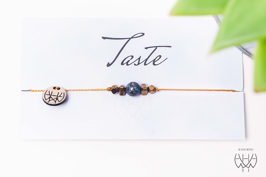 WHW Taste With African Turquoise On Gold String w hand works