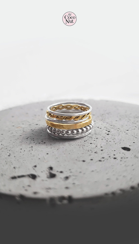 obrączki Rozmiar 13: komplet 6 obrączek mix srebro mosiądz