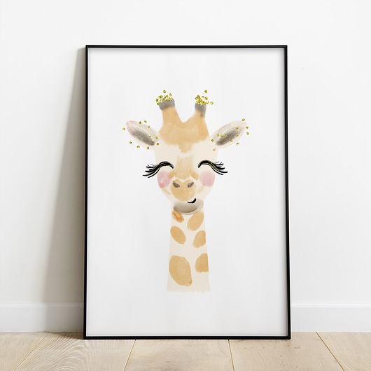 Plakat dziecięcy Śpiąca Żyrafa Watercolor trochę na ścianę