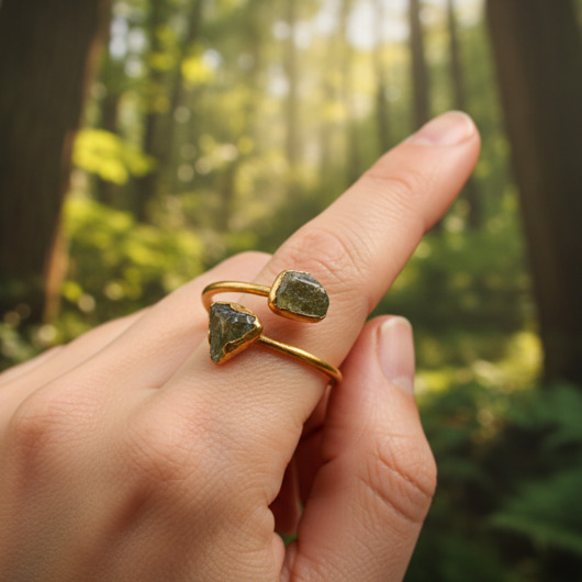 pierścionki złote Regulowany Pierścionek z Epidotem