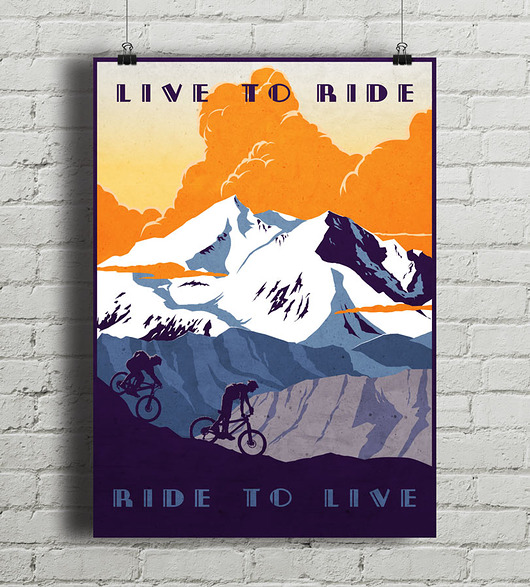 Live To Ride - plakat rowerowy 50x70 cm minimalmill