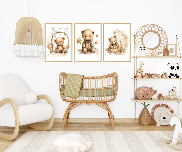 plakaty Plakaty Misie, Beżowe, Brązowe, Plakaty Na Ścianę Dla Dzieci 3 szt