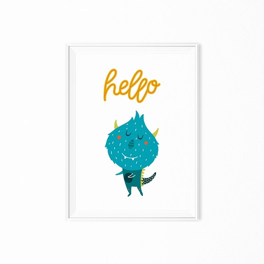 Plakat skandynawski dla dzieci Potworek Hello myscandi
